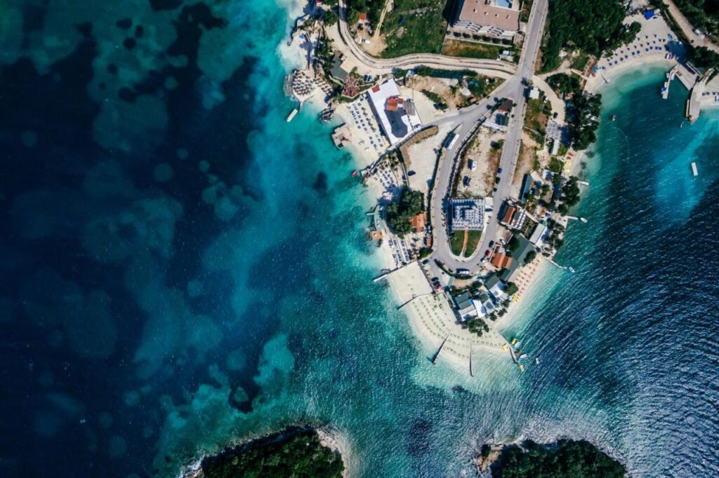 Admiro Hotel in Ksamil droneview of the area