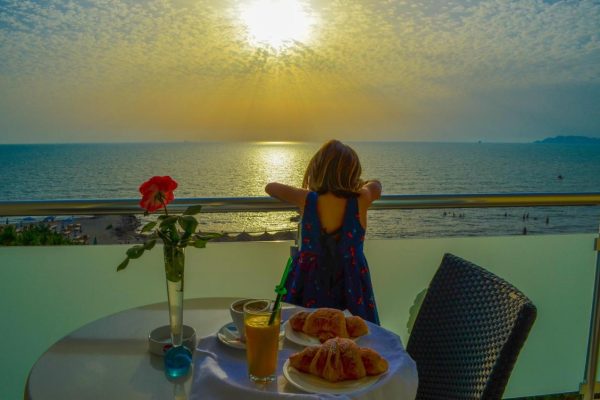 Hotel Monaco Garden in Albania sunset view