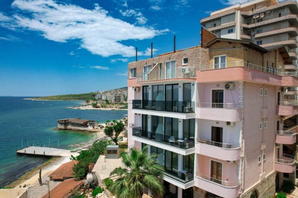 Hotel Piccolino in Sarande droneview of the hotel