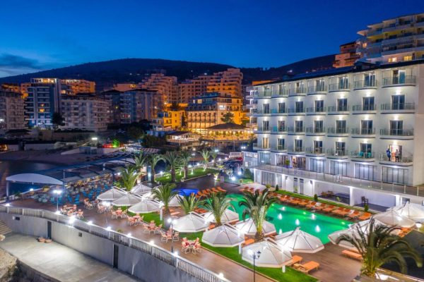 Hotel Saranda Palace in Sarande droneview from a different angle