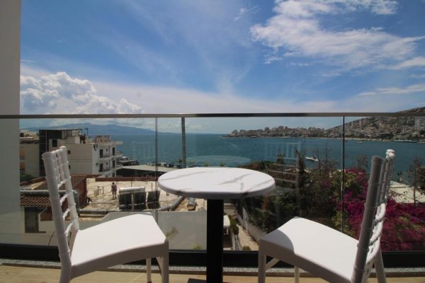 Julia Hotel in Sarande balcony view over bay area