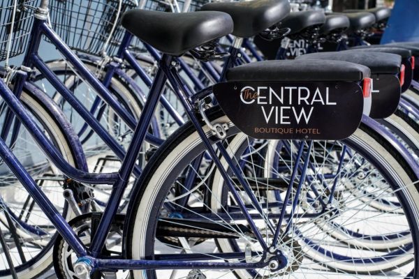 The Central View Boutique Hotel in Vlorë bikes outside the hotel